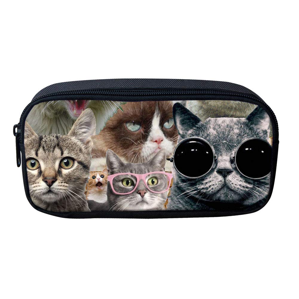 Showudesigns Boys School Pencil Cases Kids Childrens Pencil Pouch Pen Case Large Coin Purse Cat Funny Makeup Bag โ image 1