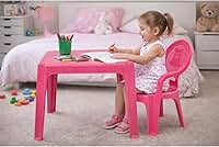 Kit 1 Mesa e 1 cadeira Infantil Rosa Perfeita Para Crianças Brincar, Estudar e Comer Antares