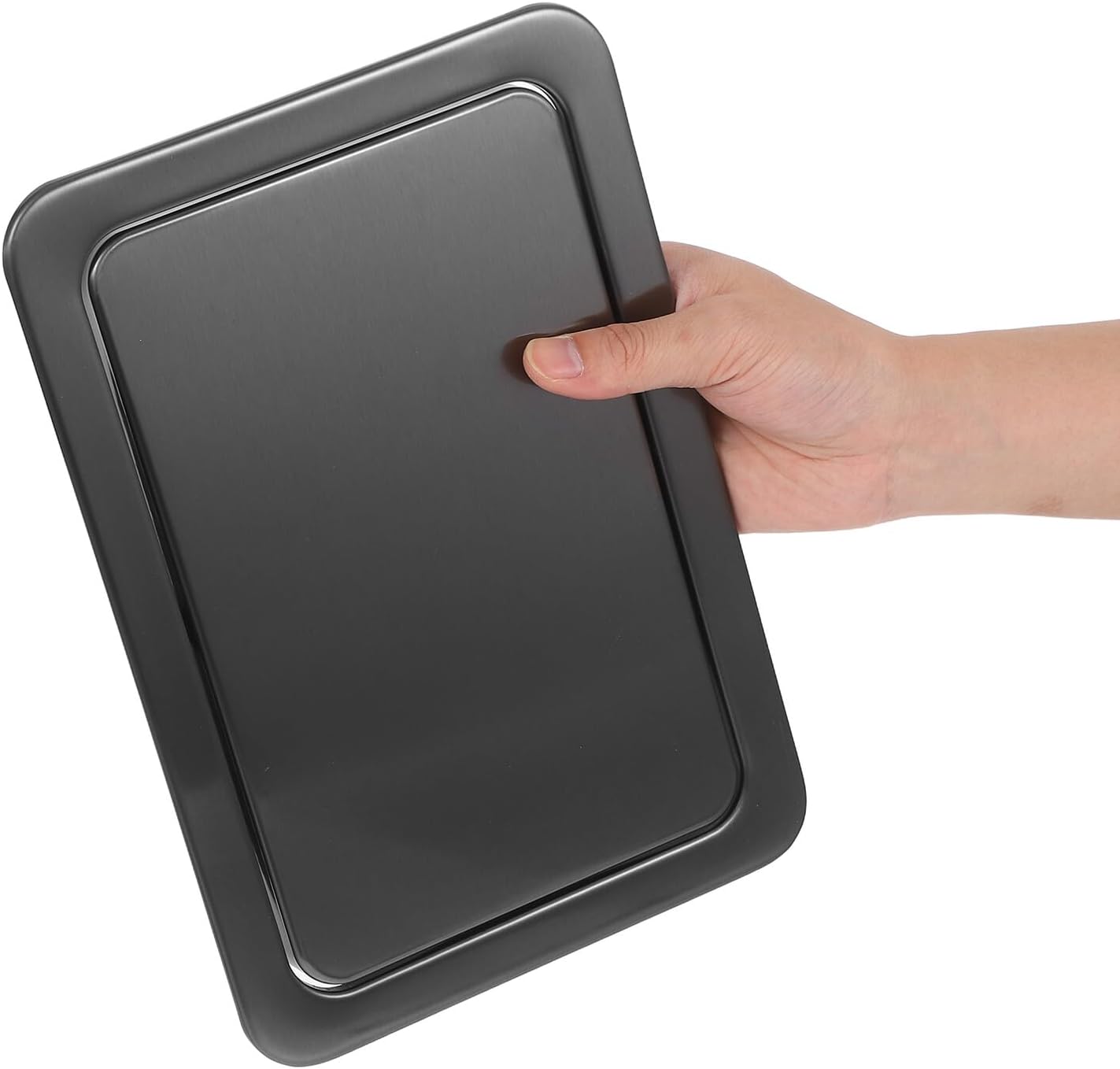 Luxshiny Recessed Stainless Steel Trash Can Lid with Swing Flap Cover, Built-in Countertop Garbage Bin Lid for Kitchen and Bathroom Waste Management