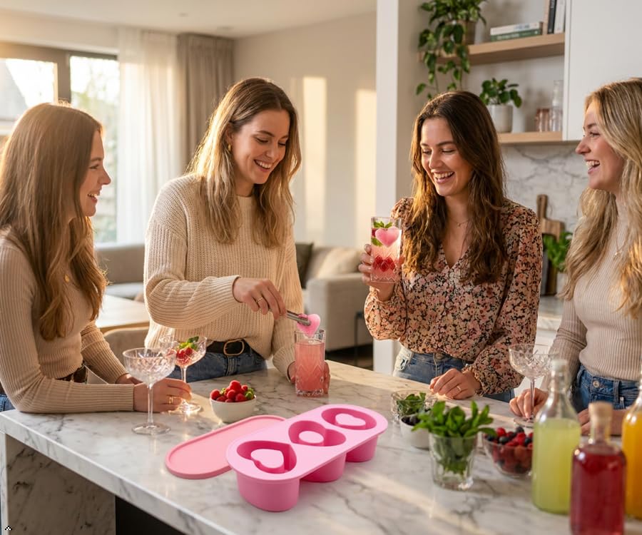 Molde de silicona para 3 cubitos de hielo, rosa miniatura 7