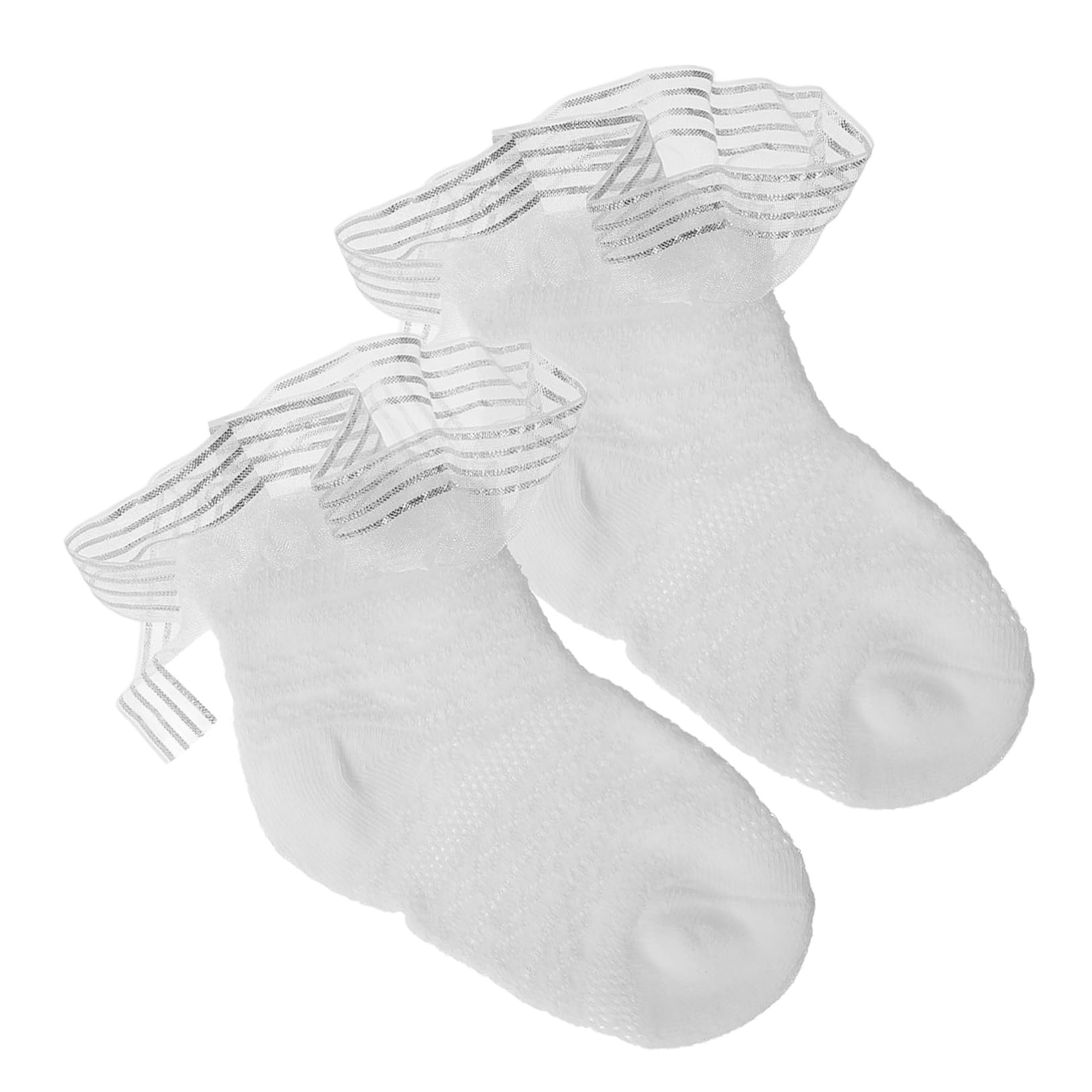 BESTYASH Cute Lace Baby Socks White Knee Socks with Tulle Soft Mesh for Special Occasions Size l