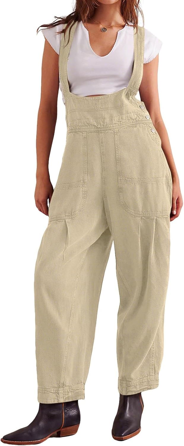 loveimgs Women Baggy Barrel Jeans Denim Bib Overalls Suspender Strap Sleeveless Jumpsuit Patchwork Cargo Harem Pants Y2k