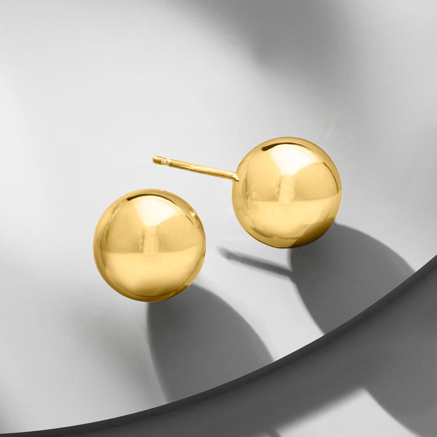 Ross-Simons Italian 12mm 18kt Gold Over Sterling Ball Stud Earrings - Image 3