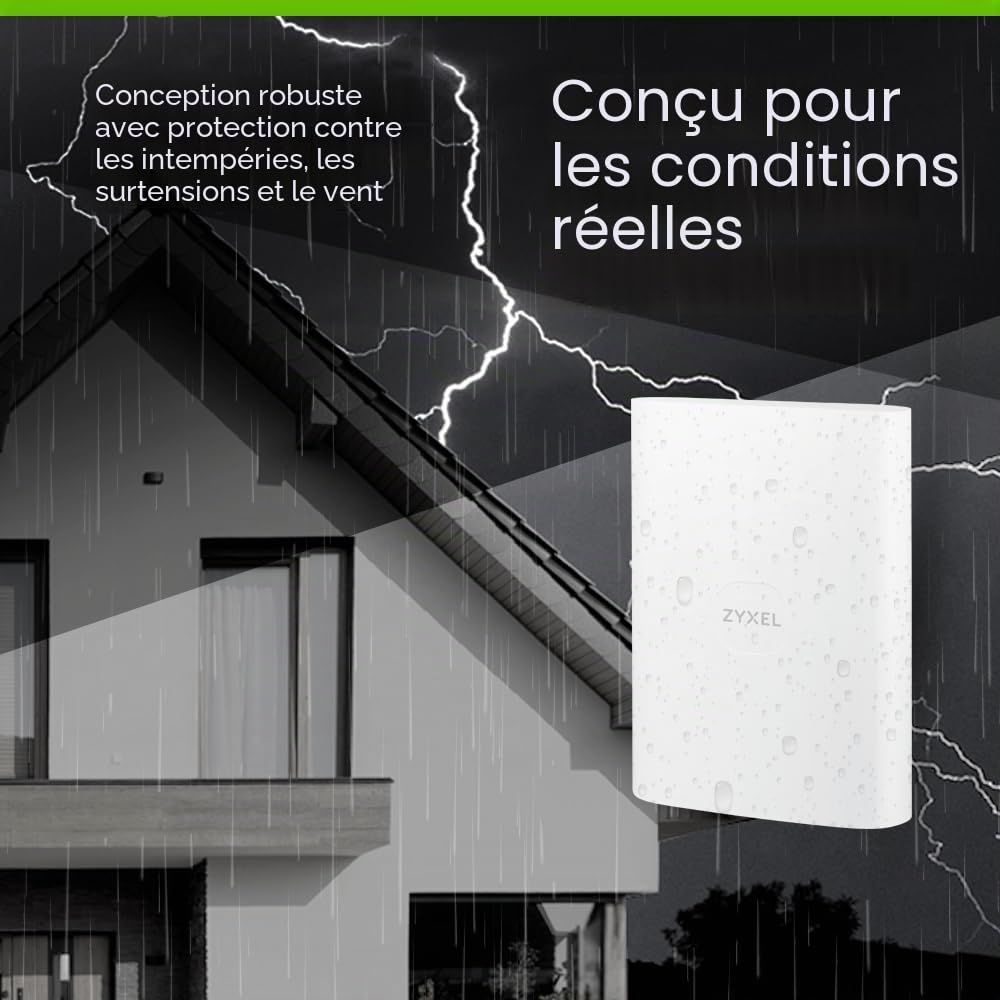 Zyxel Routeur 5G Extérieur Protection IP55 | Haut débit 7 Gbps | LAN PoE 2,5 GbE | Géré par Nebula Cloud | Montage sur Bureau, Mur, Fenêtre ou Poteau | Résistant aux Intempéries [FWA70] | Débit 5G jusqu'à 7 Gbps, 4 Antennes Directionnelles 9 dBi, Résistan