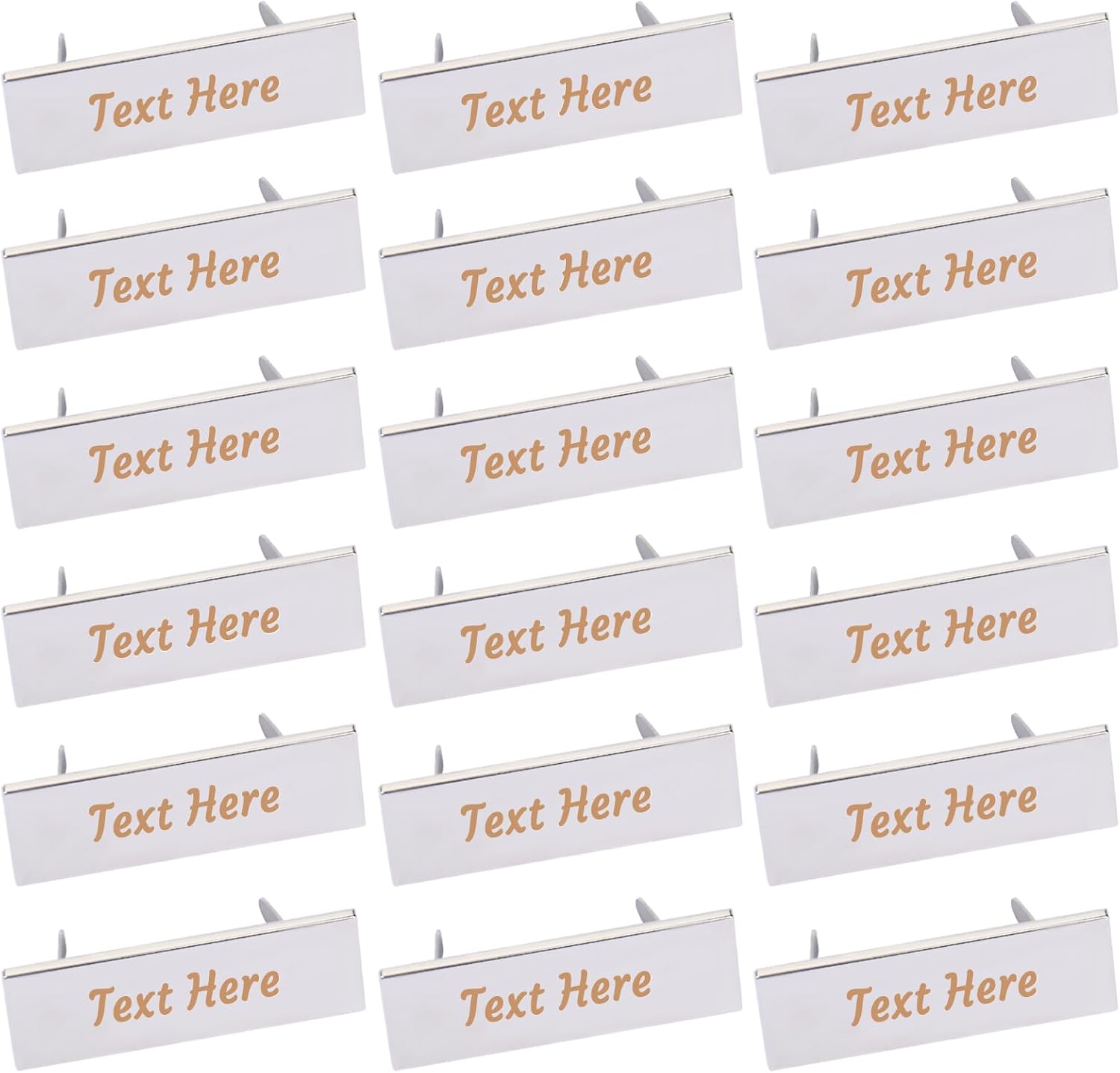 18PCS Personalized Custom Engraved Metal Rectangle Tags with Feet for Clothes Bags Label Signs Jeans Shoes Craft Bag (Silver)