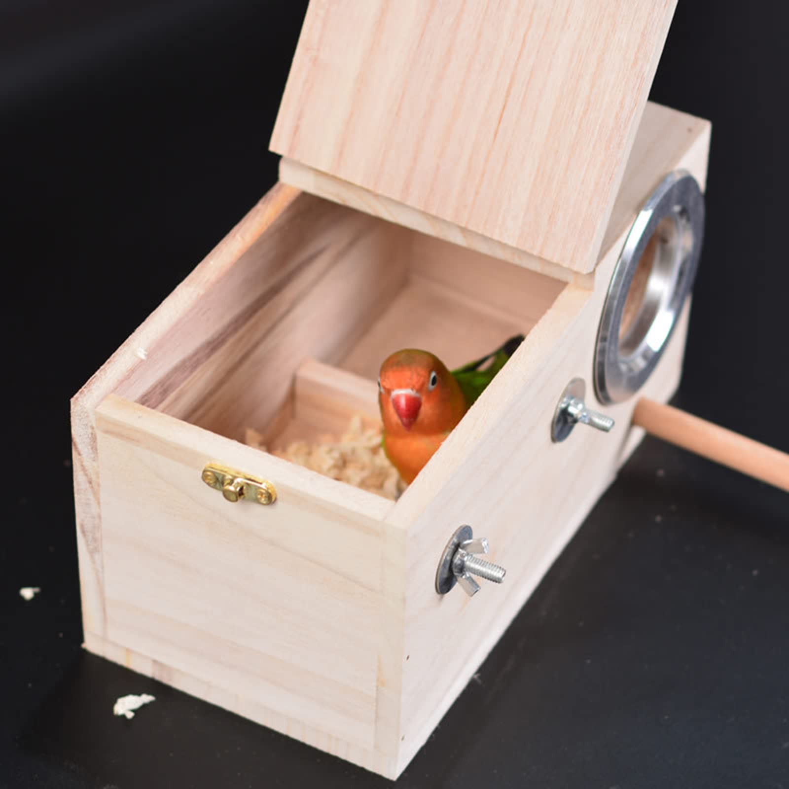 RoseFlower Nichoir pour Perruches et Inséparables en Bois, Cage pour Calopsitte avec Perche Debout, Garden Birds Nest - 23 x 14 x 14 cm (M)