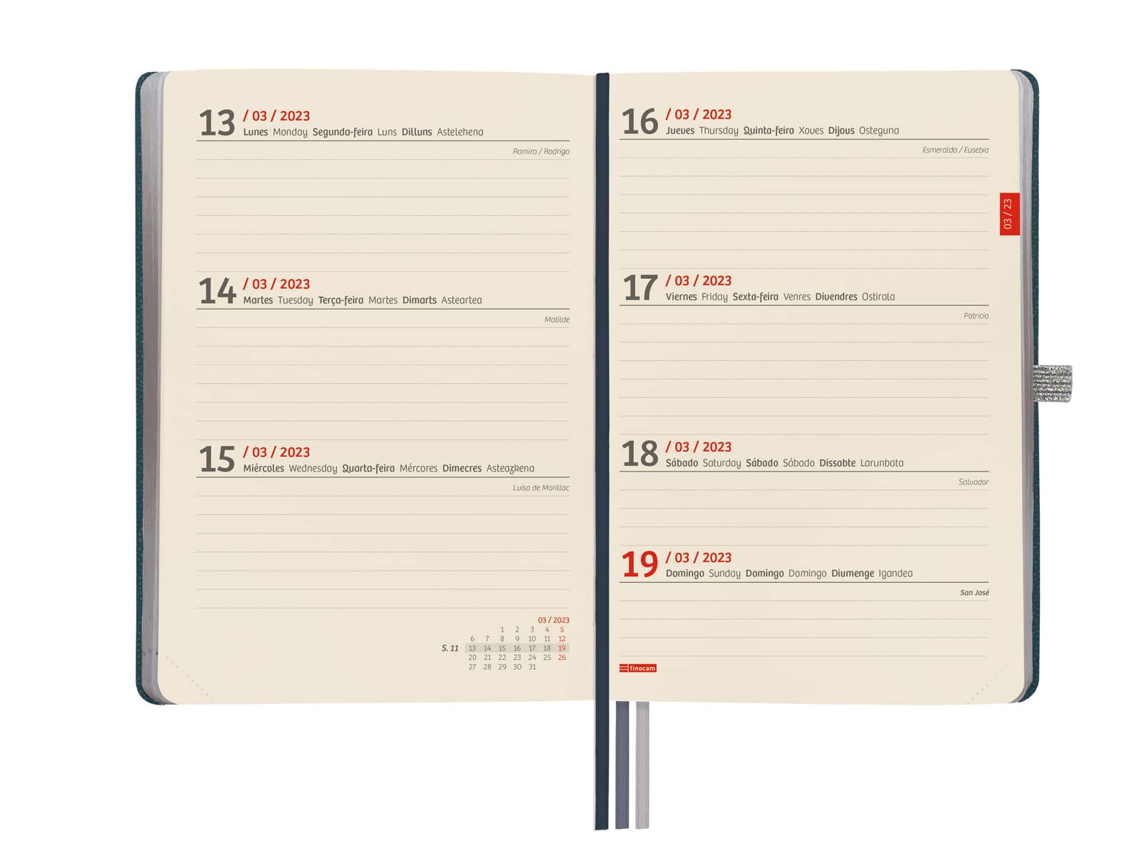 Finocam - Agenda 2023 Minimal Design Week Horizontal View January 2023 - December 2023 (12 months) Moon - Image 4