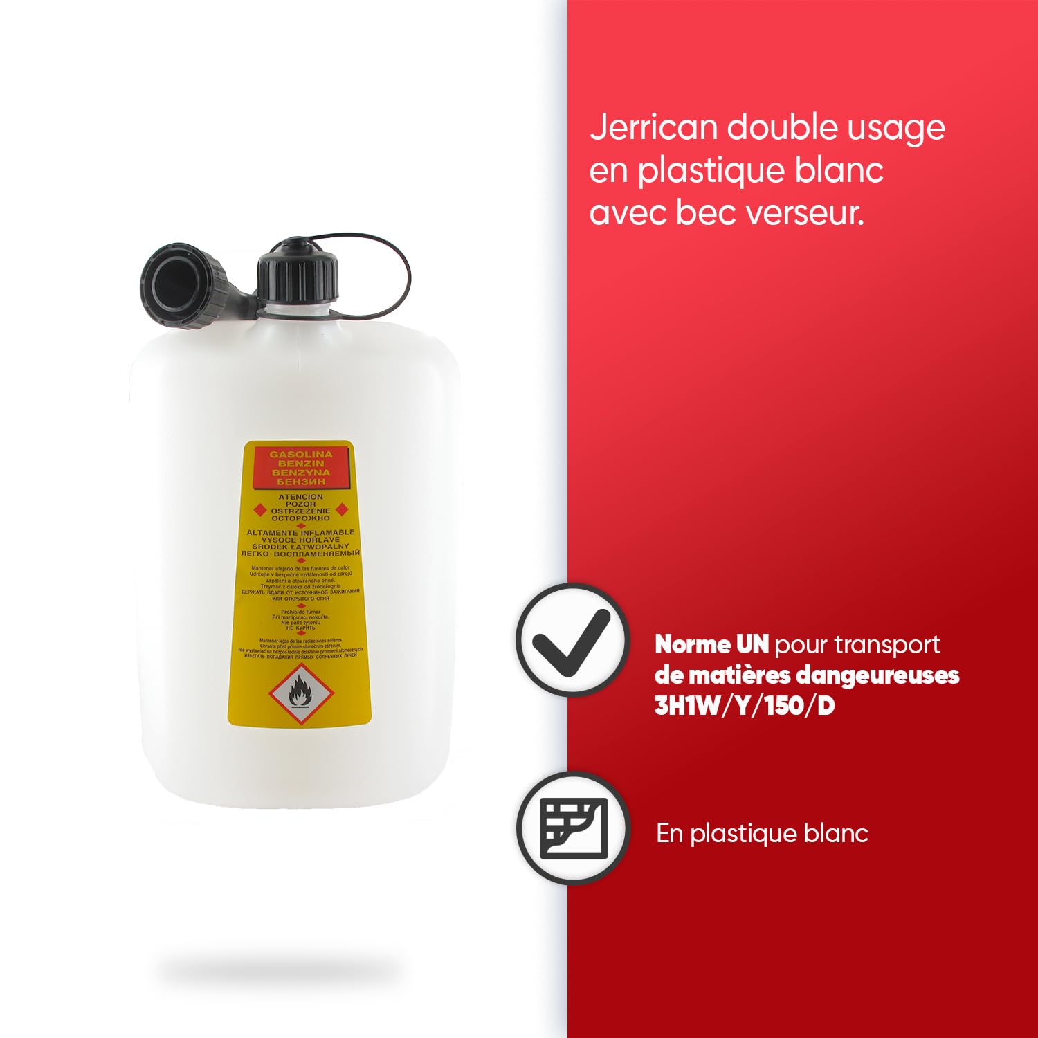 TECOMEC - Jerrican 3L + 6L- Jerrican Plastique Double Usage avec Bec Verseur - Norme UN Pour Transport de Matières Dangereuses