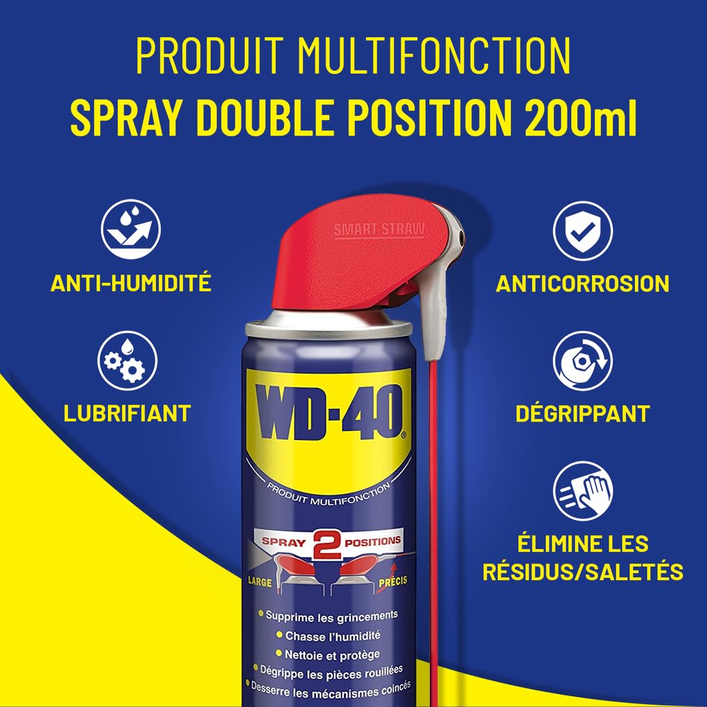 WD-40 Produit Multifonction Spray Double Position Sans Silicone Non Conducteur Compatible Plastiques, Caoutchoucs, Tous Métaux • Carton de 20 aérosols 200 ML