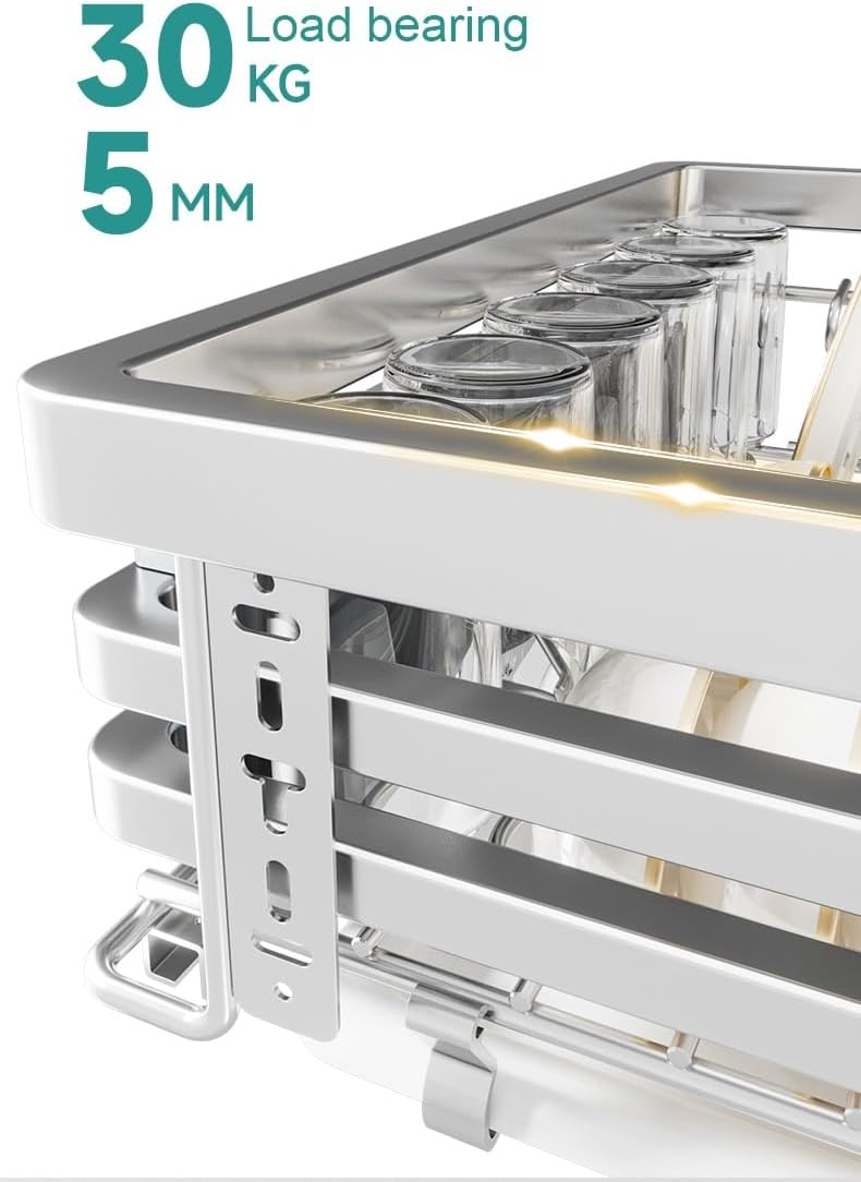 Under Sink Pull-Out Home Organizers, Cabinet Slide Out Drawers with Catch Tray, Adjustable Rails, Damping Guide Rail (One Color 790x460x135mm)