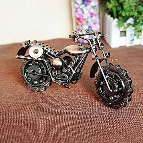 Metal Motor Bike Miniature Showpiece, Large, Silver,H-12.5Cm