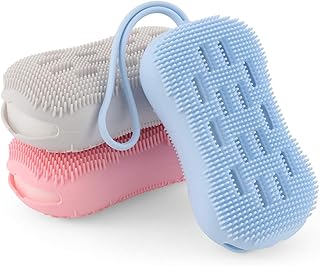 Silicone Body Scrubber Brush Set, Double-Sided Exfoliating Tool, Multicolor (3Pcs)