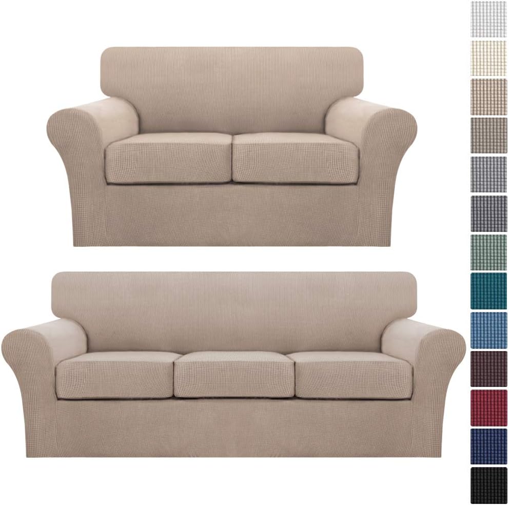 Turquoize Sand Sofa Cover for 3 Seat Couch Bundle Loveseat Cover for 2 Seat Couch