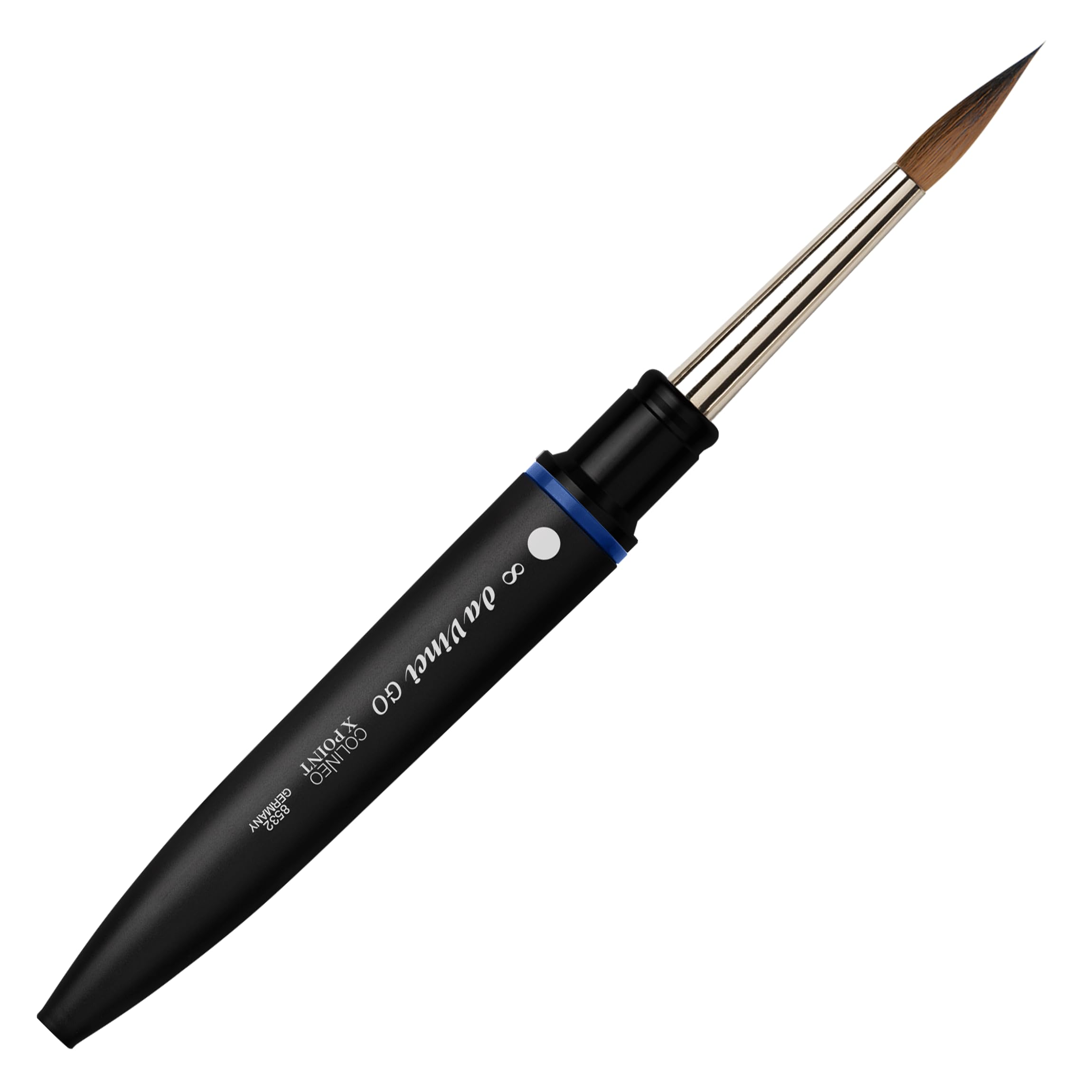 da Vinci, GO COLINEO, Reise-Aquarellpinsel, extra spitz, Kolinsky Sable Synthetic Fibre, hohe Farbaufnahme, elastisch, für Aquarell und Acrylfarben, rund, Größe 8