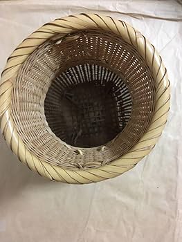 花籠　竹籠　竹かご　花竹籠　工芸品　竹細工　田辺一竹斎 初代 田辺竹雲斎 釣藤形 花籃 高さ：47cm 花籠 共箱 | 古美術ささき