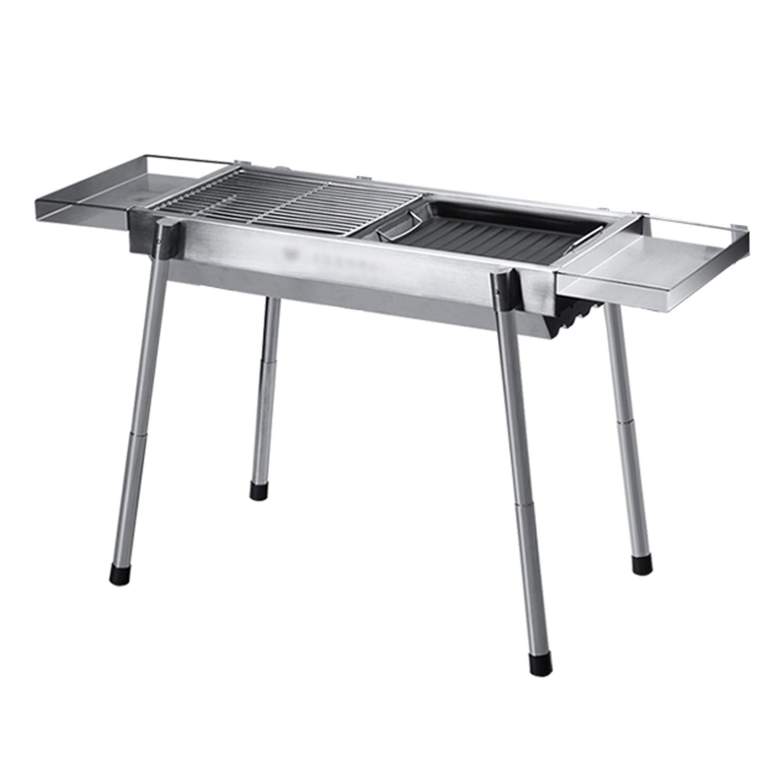 Barbecue Griglia a Carbone Acciaio inossidabile da esterno Portatile Grill Grill Grill Pieghevole Pieghevole BBQ BBQ Grill Grill argento cromato, leggero, pieghevole □ per campeggio, picnic 25.2 "x 11