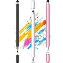 DIGIROOT Stylus Pen for Touchscreen, 2-in-1 Stylist Pens, 3Pcs Stylus | Rubber &amp; Disc Tips, Magnetic Cap, High Sensitivity, Fit for iPad, iPhone, Switch, Android, Galaxy, Tablets, All Touch Screens
