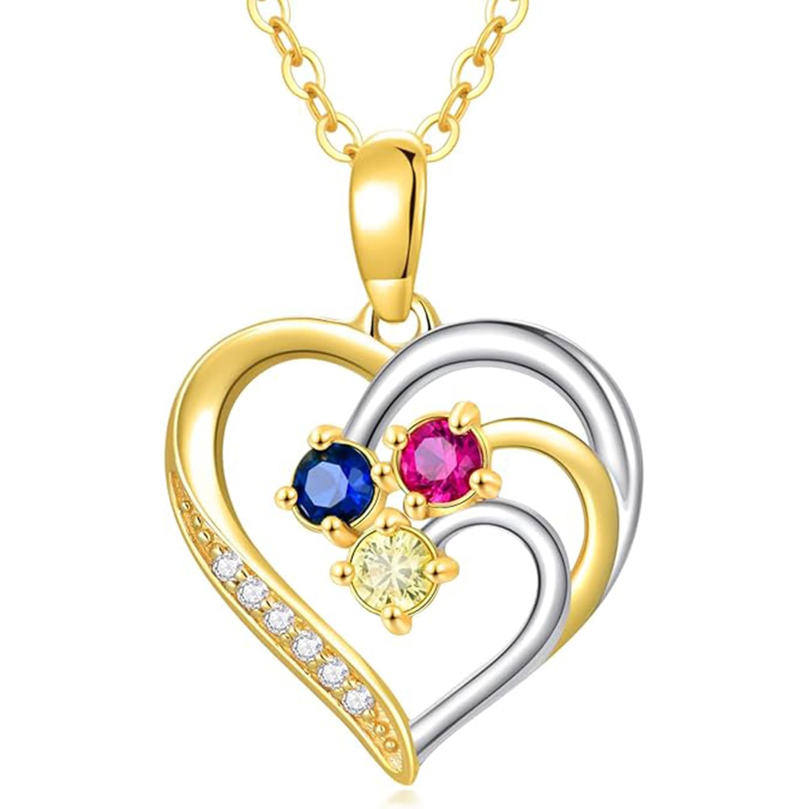 375/9K Echtgold Liebes Knoten Halskette für Damen, Weiß/Gelbgold Farbiger Zirkonia Herz Anhänger Halskette, Schmuck Geschenk zum Jahrestag Geburtstag für Ehefrau Mutter, 40 + 5 cm