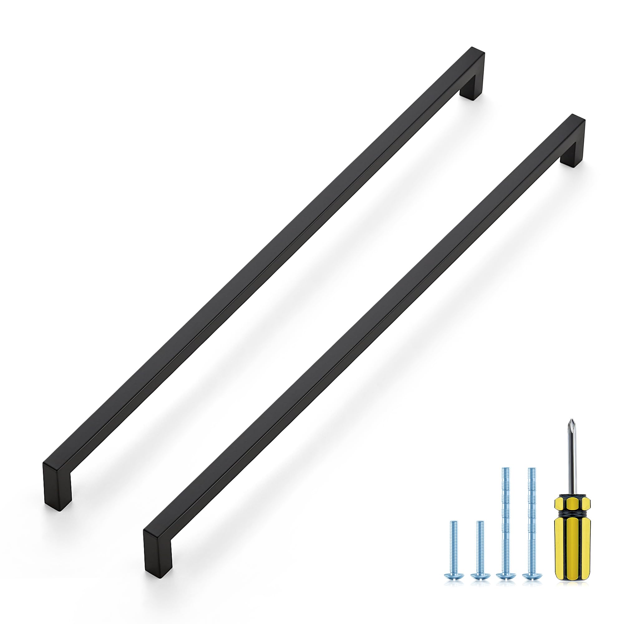 Ravinte Matte Black Square Pulls Cabinet Handles,18 Inch,20 Pack