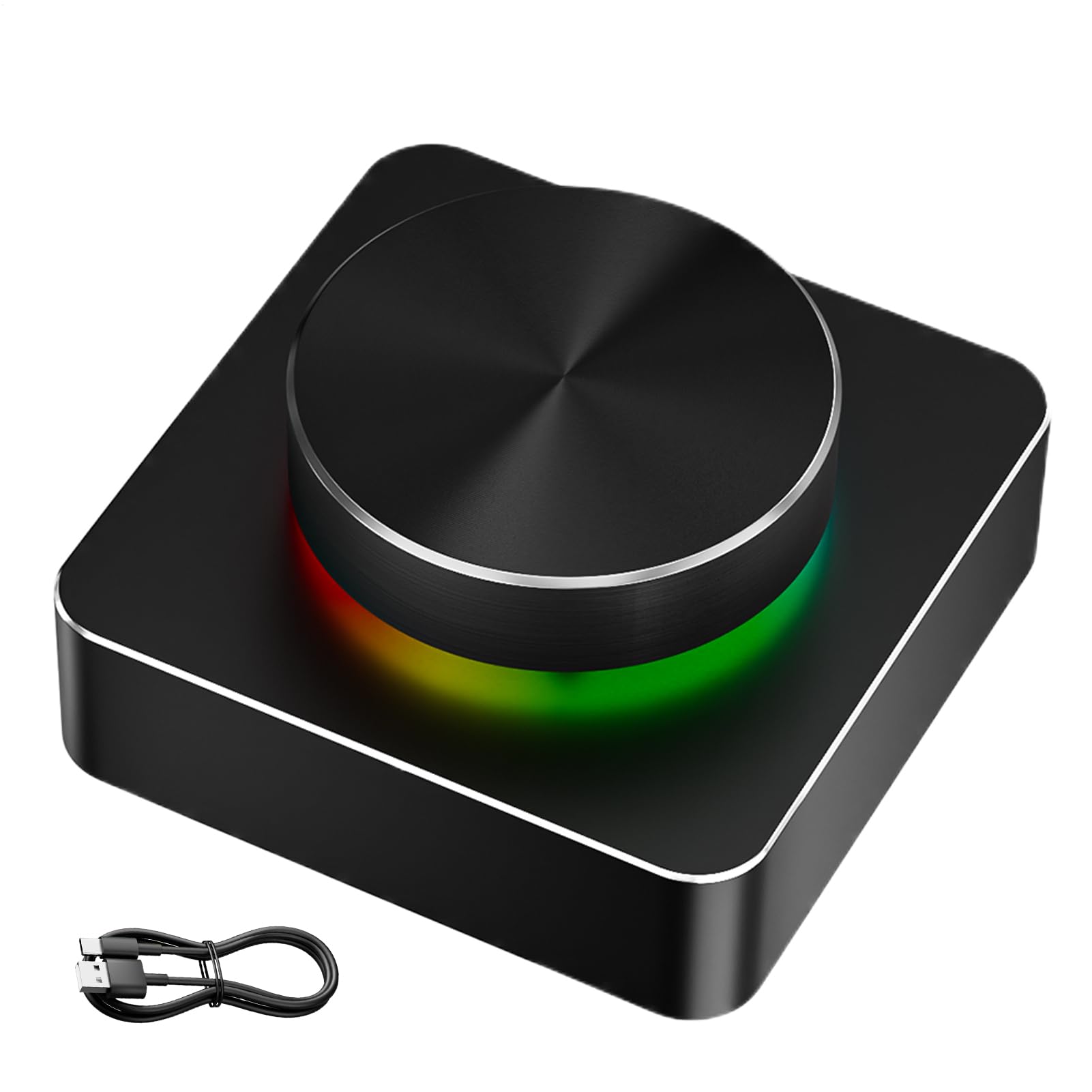Generisch Bezprzewodowy regulator głośności, pilot zdalnego sterowania do mediów komputerowych, 2,36 x 2,36 x 3,1 , programowalne przyciski RGB, i wyciszona, wygodne narzędzie do