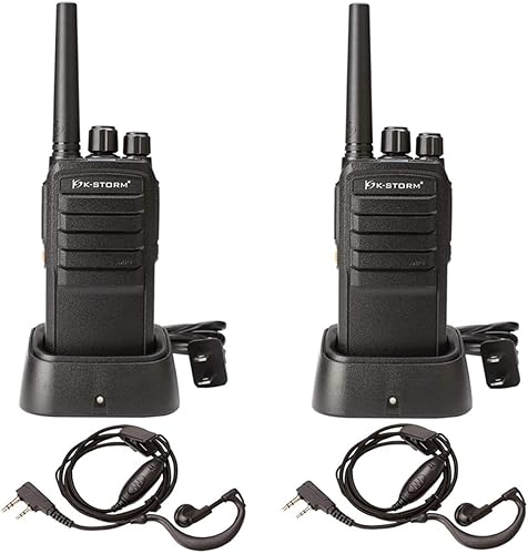 Walkie Talkies recargables, radios bidireccionales de espera extra largas, auriculares incluidos, baterías de iones de litio de 3000 mAh, cargadores