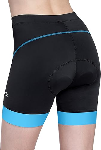 Miniatura 2 de Santic Pantalones cortos de ciclismo con acolchado para mujer, entrepierna de 5 pulgadas, ropa interior atlética corta con cintura cruzada