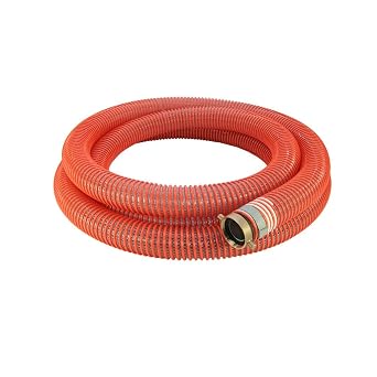 Blastline 2" Dia Heavy-Duty Clear/Orange Braid Flexible PVC Suction and Discharge Hose Assembly, Part CxE Cam & Groove 10 Feet