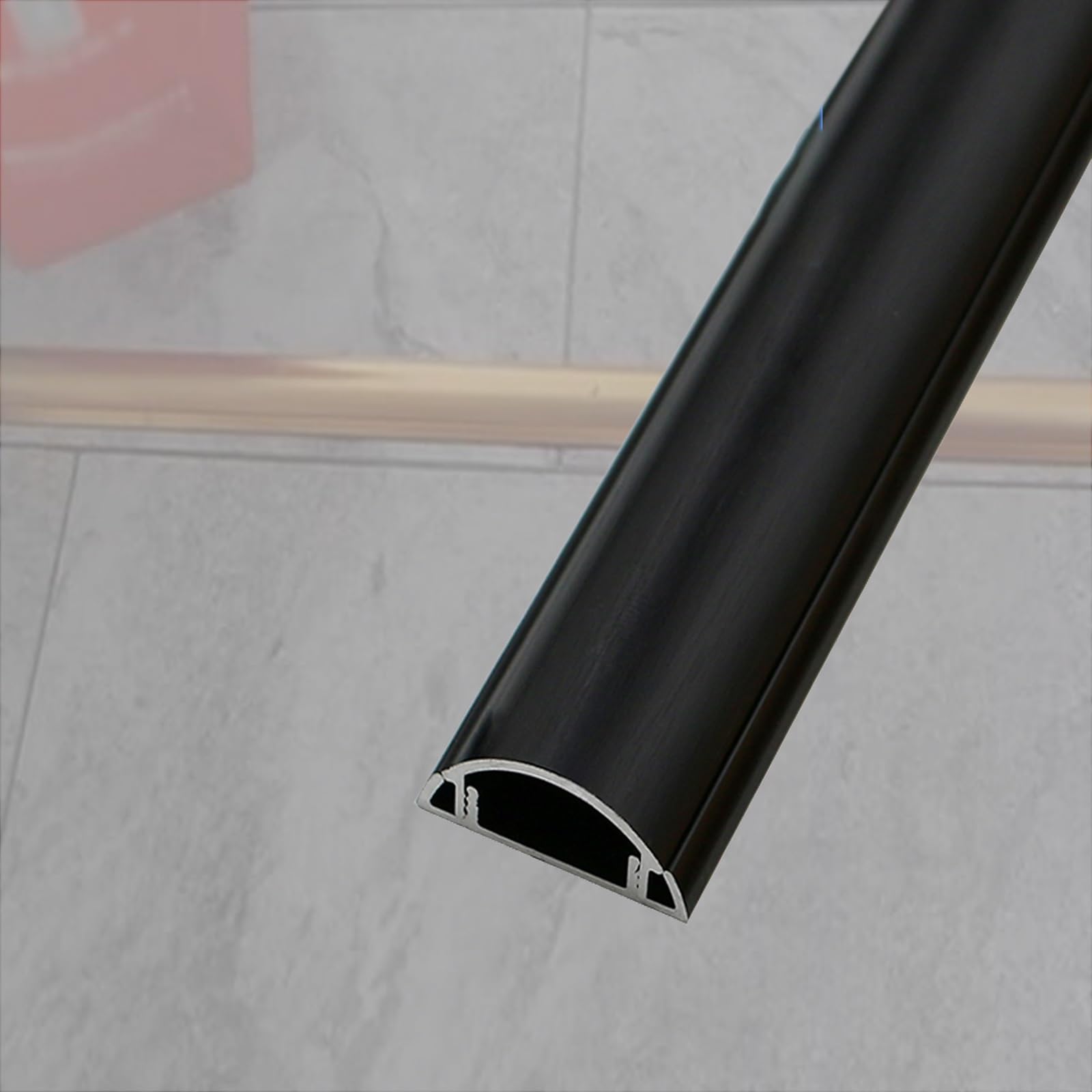 canaleta Cables Cubierta para Cables De Alimentación Protector Autoadhesivo, Aleación De Aluminio Negro Dorado Tapa para Raceway, Cubiertas para Oficina(B-1 pc,L x Outer Width 100cm x 70mm)