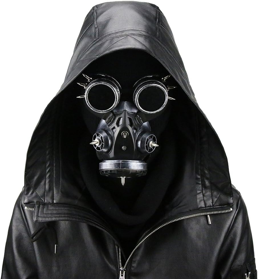 Steampunk Metal Gas Mask with Goggles, Death Mask Helmet for Halloween Costume