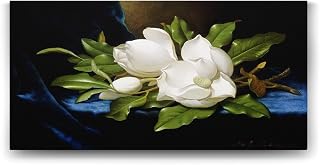 Martin Johnson Heade - Giant Magnolias on a Blue Velvet Cloth Tablosu - 120x60cm