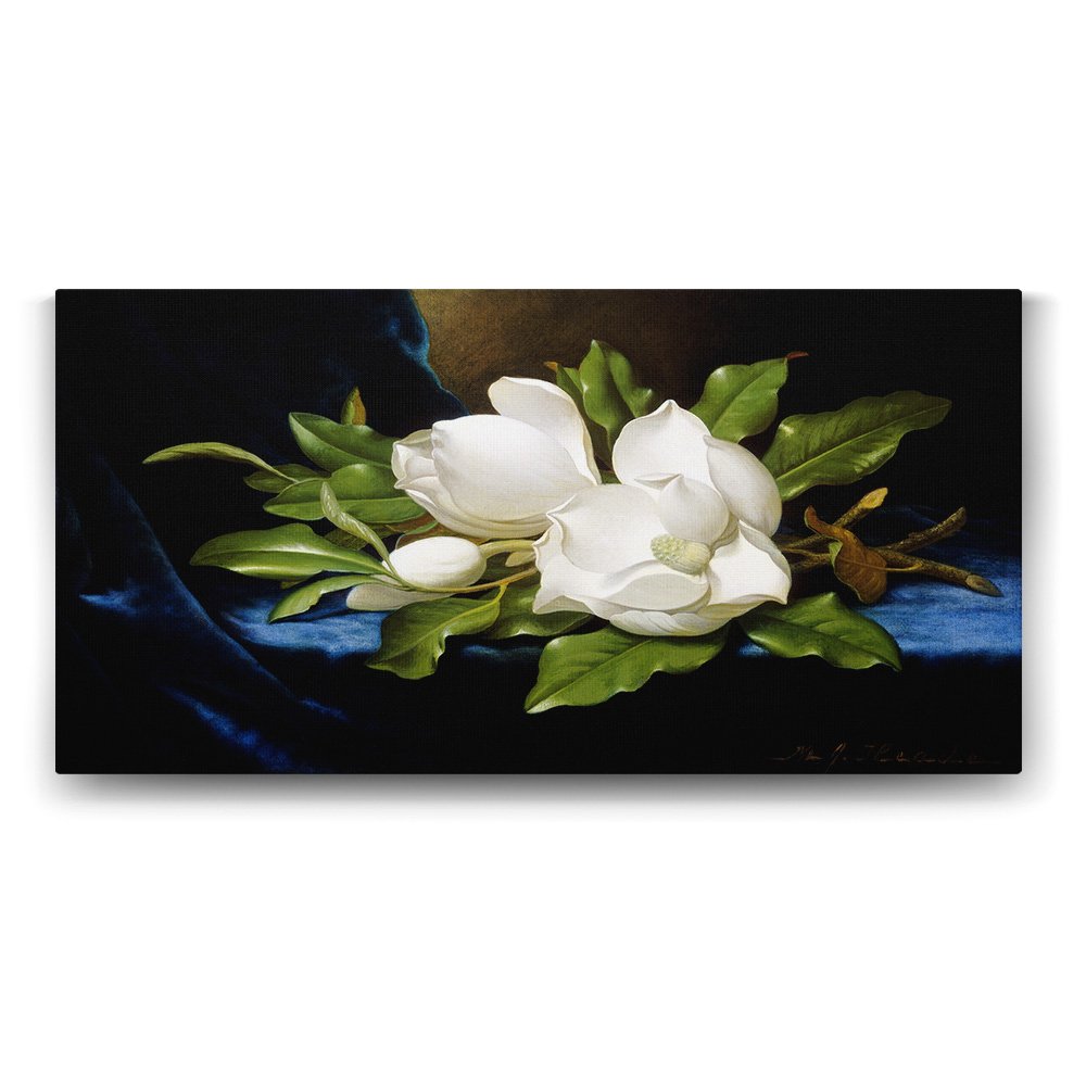 Martin Johnson Heade - Giant Magnolias on a Blue Velvet Cloth Tablosu - 120x60cm