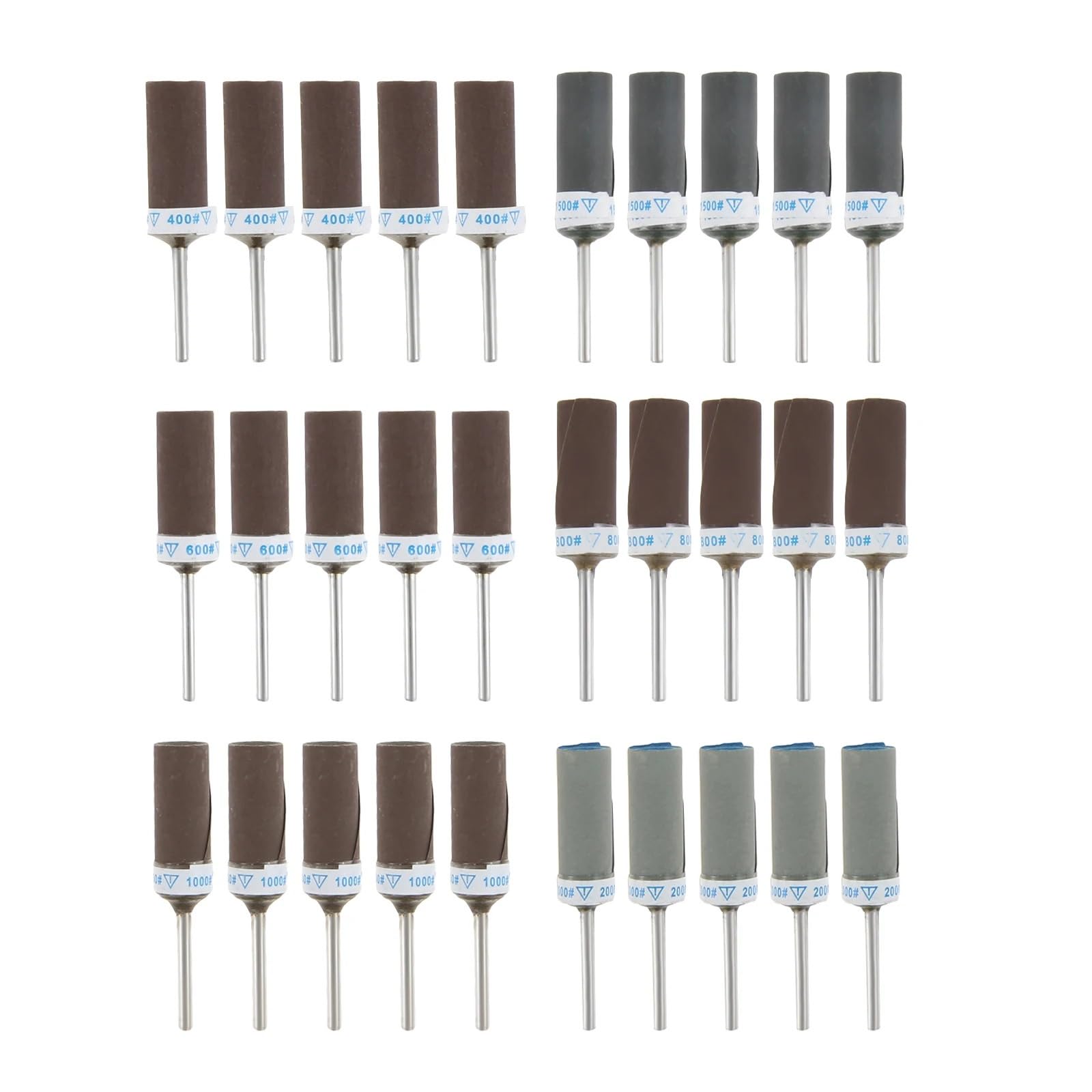 30 tambores de lijado con vástago 1/8 pulgadas para herramienta rotativa, palos papel lija grano 400-2000 para pulido plástico, madera y Metal, Uds