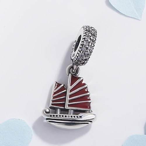 Miniatura 2 de Abalorio de barco de vela de plata de ley 925 encanto deportivo encanto de viaje para pulsera Pandora Charm, Plata esterlina, plata de ley