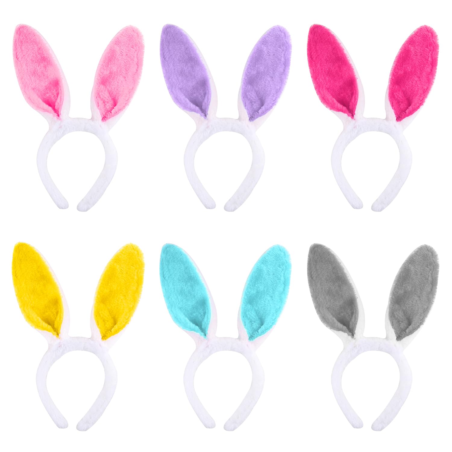 6 Piezas Diadema de Orejas de Conejo, Diadema de Conejito de Pascua, Diadema Orejas Conejo Accesorios Disfraz para Adolescentes y Adultos, para Fiestas de Pascua, Suministros de Cosplay