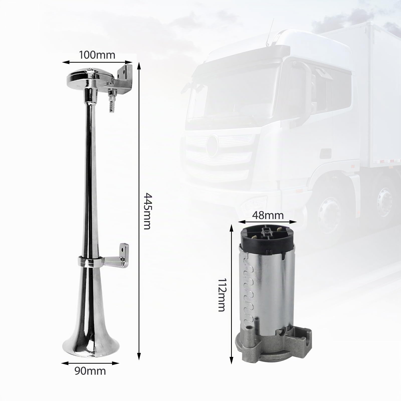 150 Db Traktor-Trompete,2p Lkw Hupe 12v,450 Mm Durchmesser | Geeignet FüR Eine Vielzahl Von Modellen FüR Auto, Lkw, Traktor, Motorrad Und Boot Usw