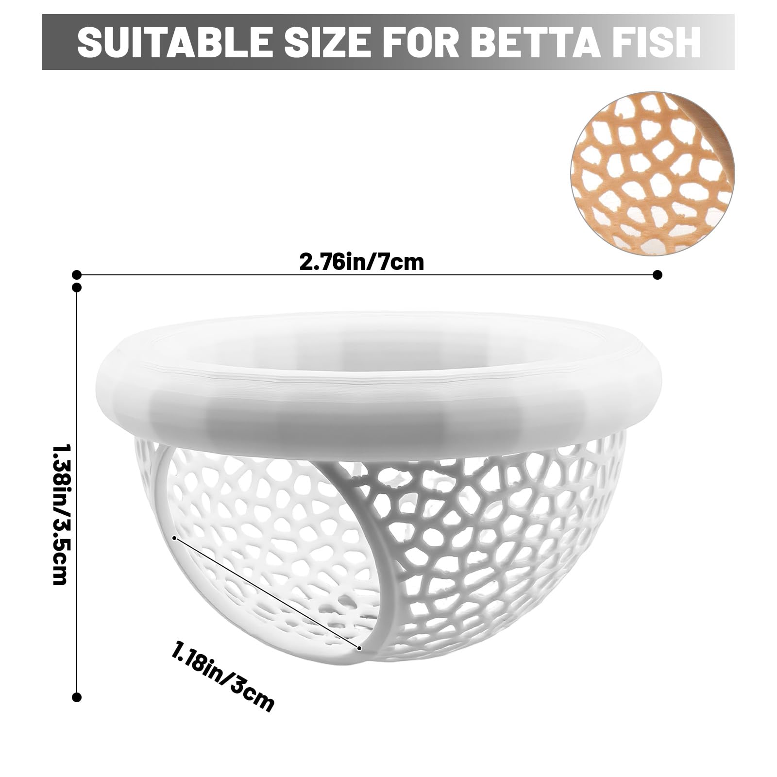 Pieles flotantes de peces Betta para acuario, adecuadas para luchar contra peces, camarones y peces pequeños, hamaca multifuncional, accesorios decorativos para esconder acuarios (blanco)