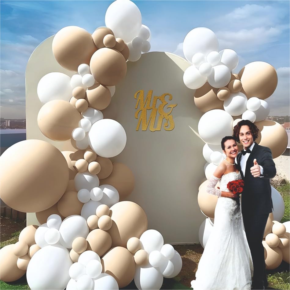Image of Balloon Decoration Kit - 52 Pcs | Beige Balloons Set Party Supplies Perfect for Kids, Adults for Birthdays, Anniversaries & Events, Vibrant Party Decor Items for Celebrations (Beige)