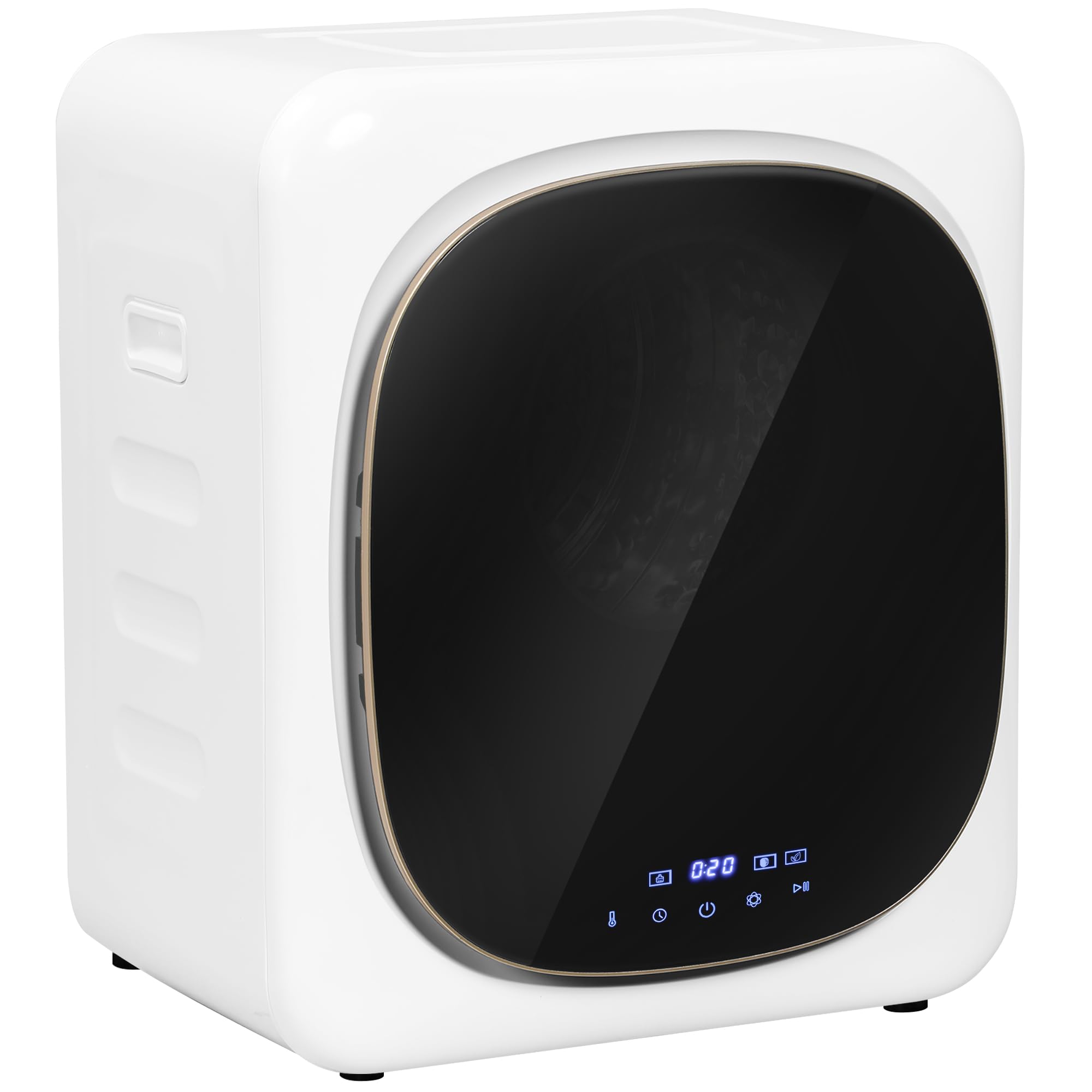 HOMCOM Mini Asciugatrice Portatile 4 kg, 6 Programmi, Display Touch, Asciugatrice Compatta 800W, Carica Frontale, Fino 60℃, Impilabile/Parete/Autoportante, Timer, Tamburo in Acciaio Inox, Casa, Bianco