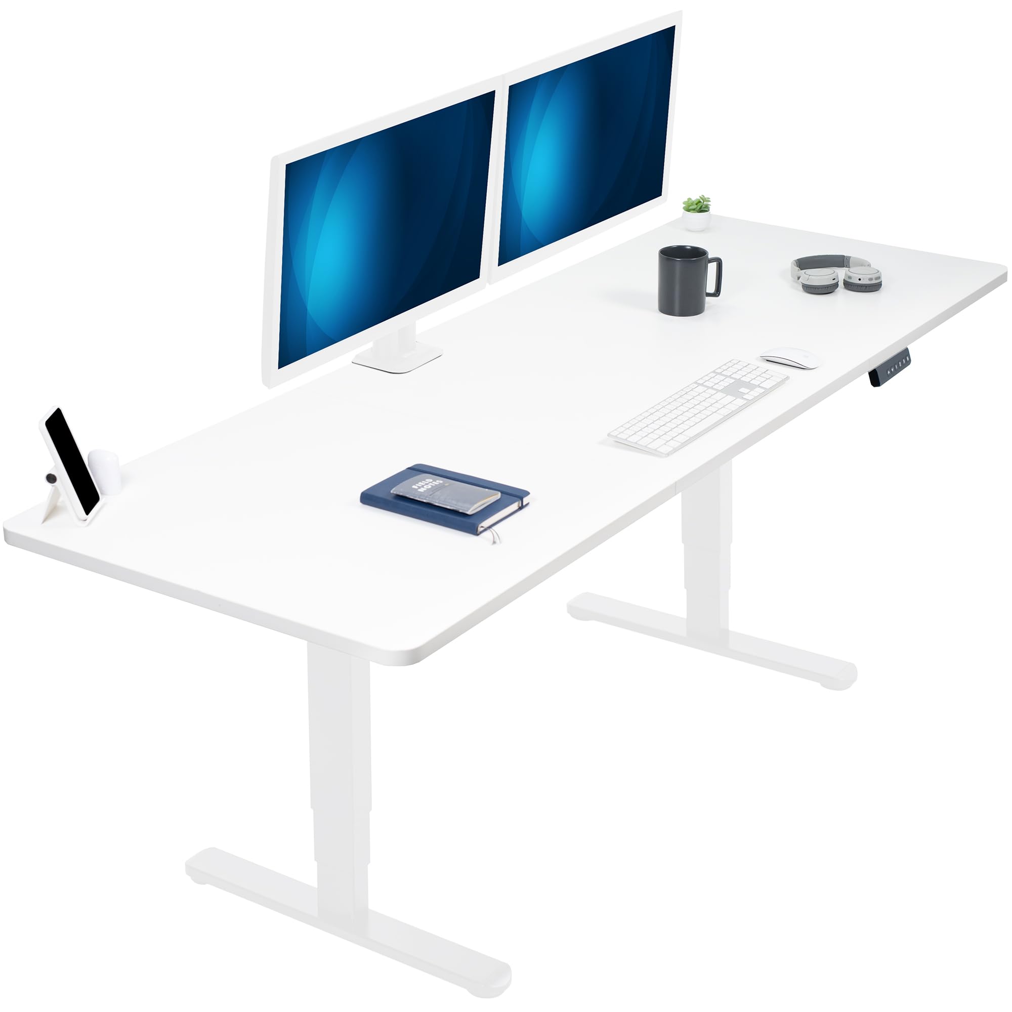 VIVO Electric 83 x 30 in Dual Motor Sit Stand Desk, Memory Height Adjustment, 2B Series, White Top White Frame, DESK-KIT-2W8W