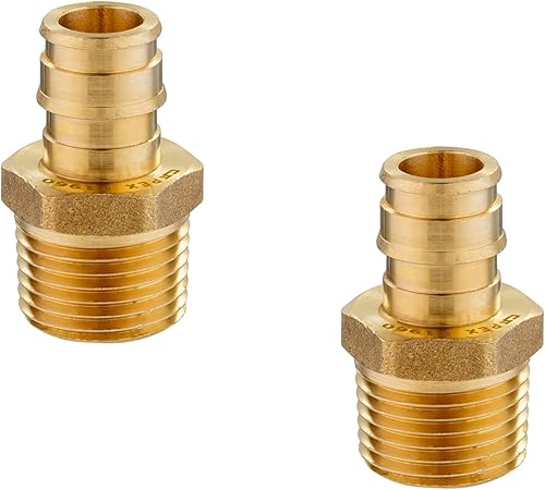 Paquete de 2 accesorios PEX-A, adaptador NPT macho de expansión Pex-a de 34 x 34 pulgadas, adaptador roscado macho PEX ASTM F1960 para tubería Pex A