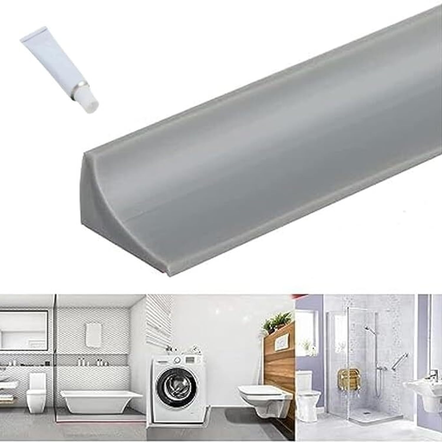 Careopeta 2m Water Stopper for Bathroom Kitchen Slab Corner Water Stopper Dam Water Barrier Strip Tape for Kitchen Sink Water Retaining Silicone Strip Kitchen Platform Water Stopper Border(Grey) (B09PDSJQLJ) Amazon Price History, Amazon Price Tracker