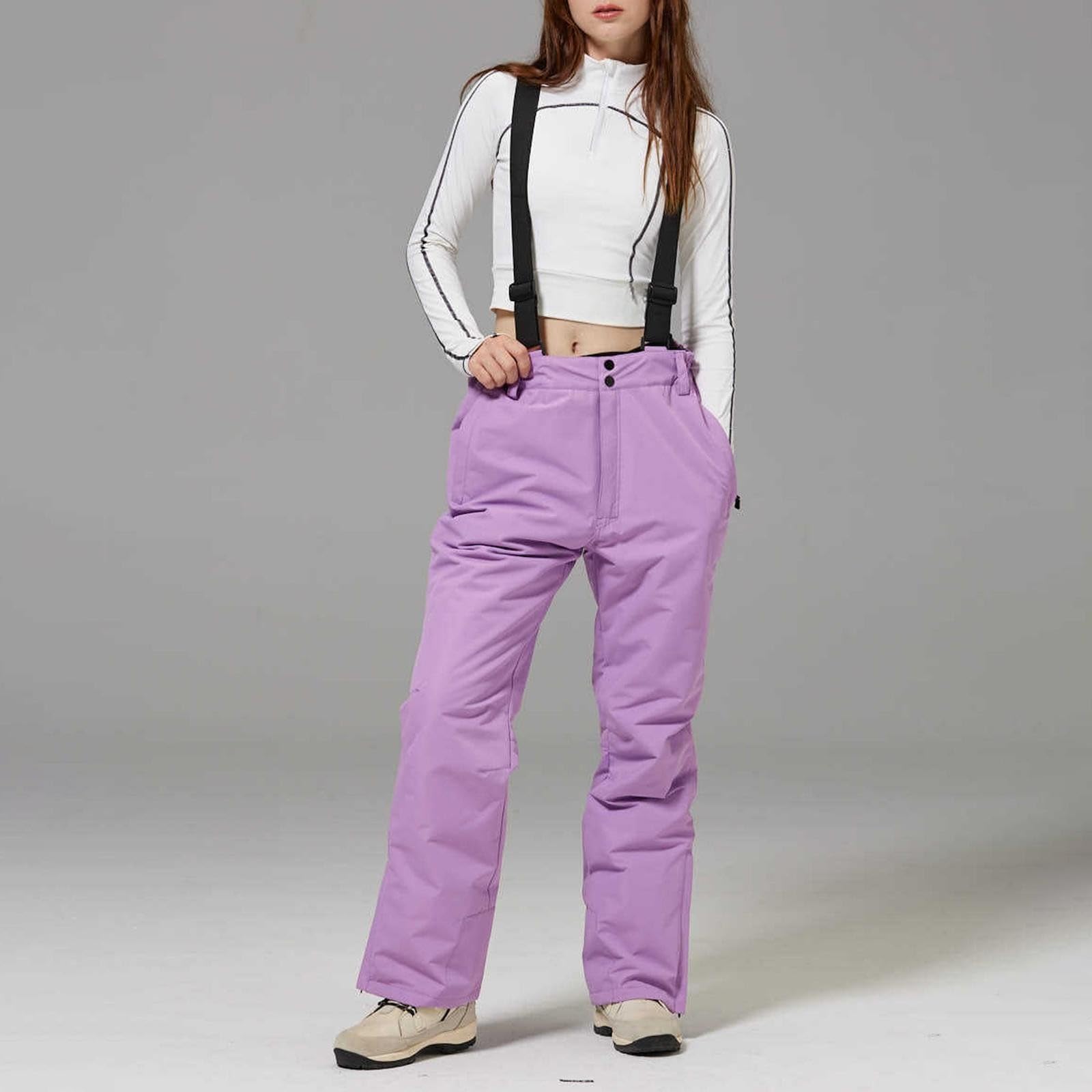Generisch Pantaloni da sci per adulti, da donna, termici da neve, con bretelle rimovibili, da uomo, a vita alta, per attività all'aperto, vita regolabile, per sci, da snowboard