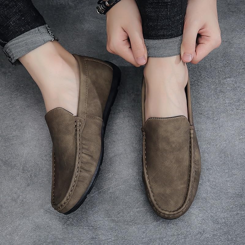 Mens Loafers Round Toe PU Leather Loafer Shoes Slip Resistant Lightweight Flat Heel Classic Slip-ons3
