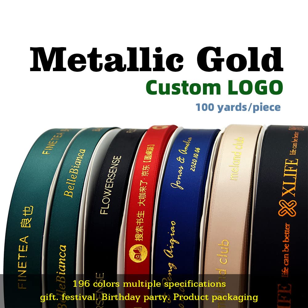 10mm-32mm Logo Personalizzato Stampa a Caldo Foglio di Poliestere Stampato Nastro di Poliestere per Confezioni Regalo e Imballaggio 100 yard/lotto-Arancione, 12mmx100Y