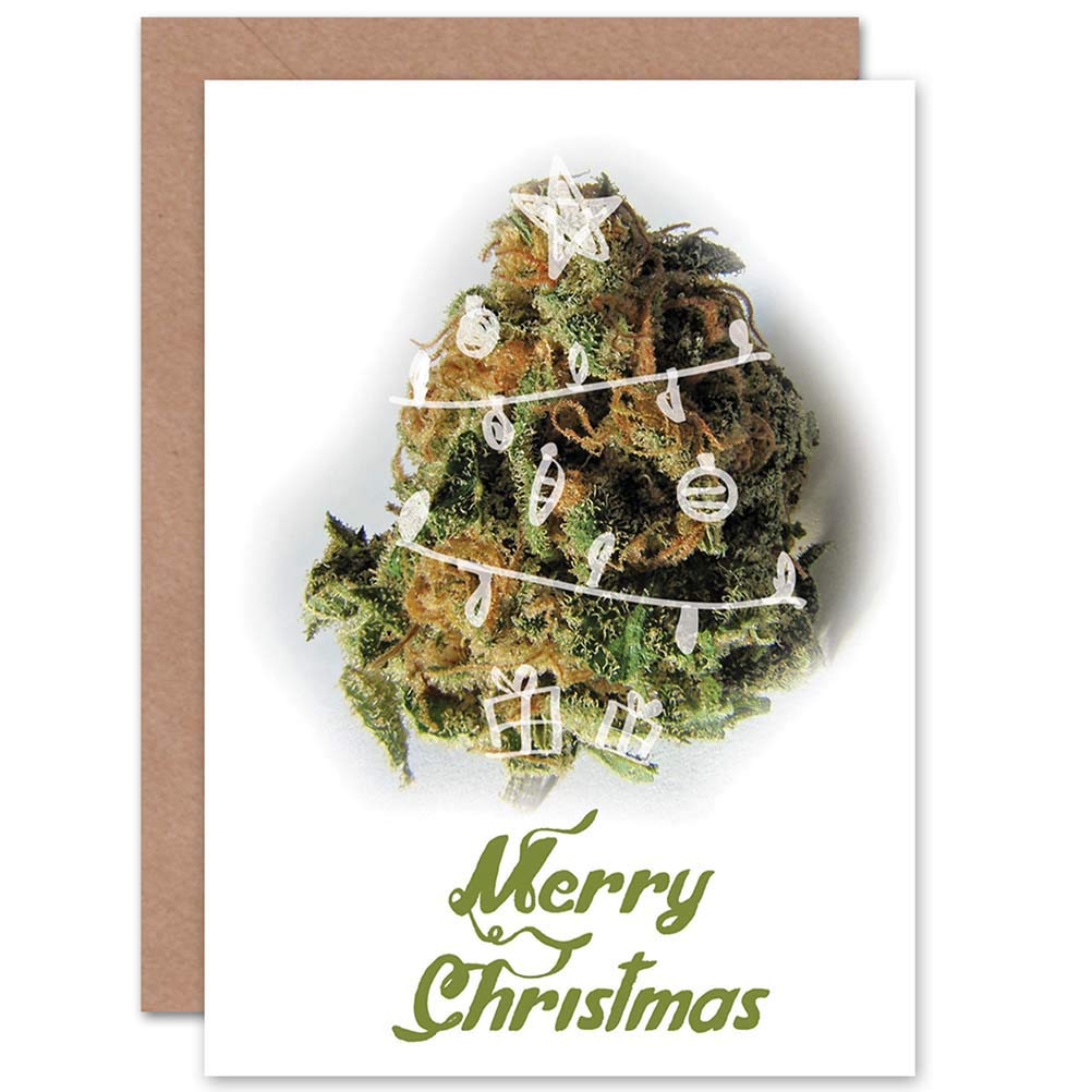 Wee Blue Coo CARD CHRISTMAS XMAS WEED CANNABIS TREE FUNNY CP2075