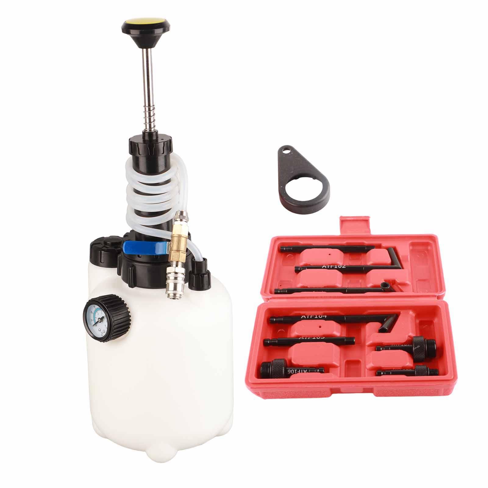 Bomba de Líquido de Transmisión de 3 litros con 8 Adaptadores ATF: Herramienta Confiable para Transferencias de Refrigerante de Motor, Aceite de Motor y Líquido de Dirección Asistida