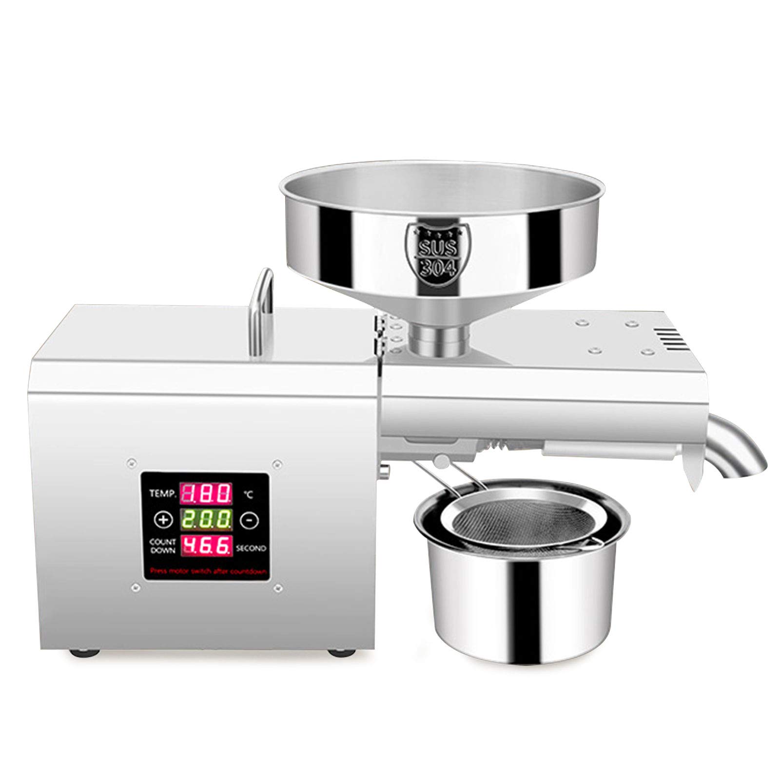 Estrattore di olio di colza automatico in acciaio inox per arachidi, soia, colza, noci, sesamo, mandorle, temperatura regolabile, 1500 W