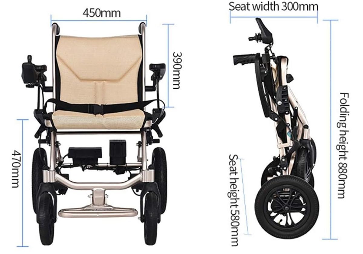 Sedia a rotelle elettrica pieghevole, sedia a rotelle elettrica per la mobilità, sedia a rotelle da trasporto 2 in 1 per adulti e anziani, ausilio per la deambulazione, deambulatore da viaggio con p