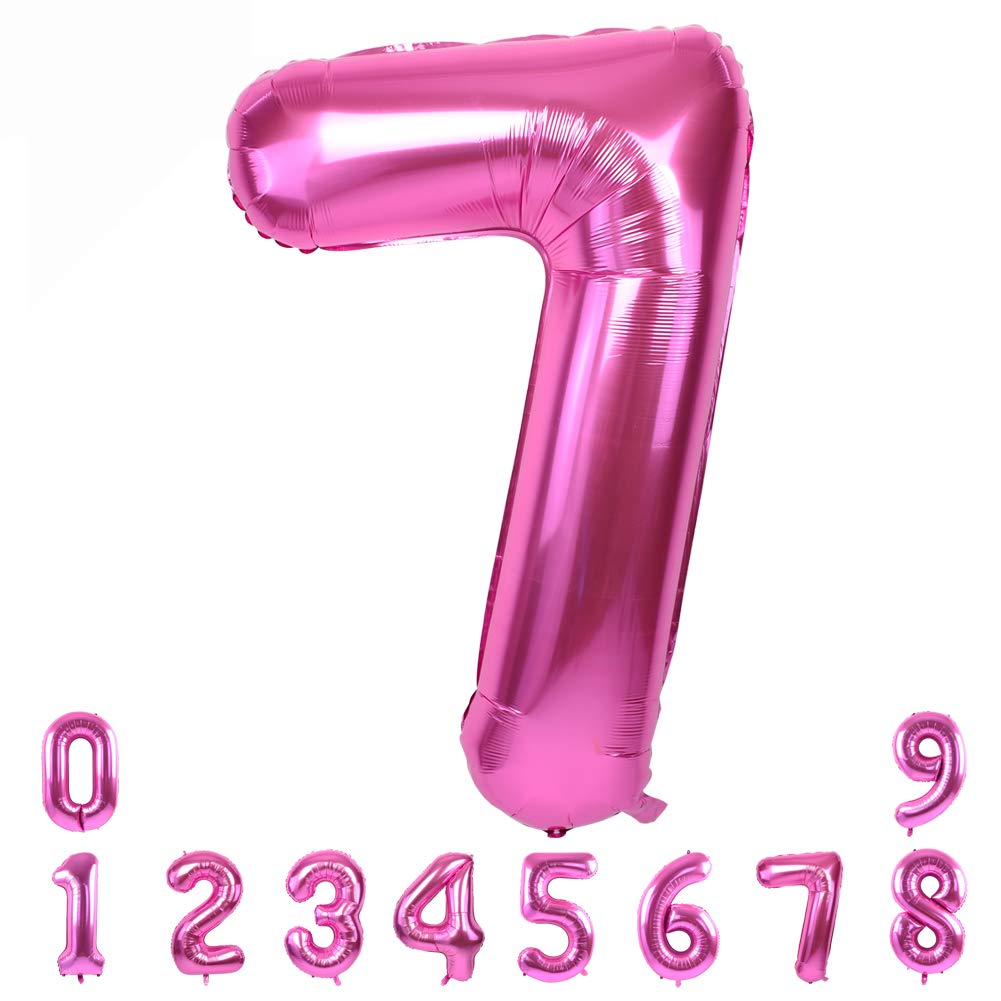 TONIFUL 40 Inch Pink Large Numbers Balloon 0-9(Number 7) Birthday Party Decoration,Foil Mylar Big Number Balloon Digital 7 for Birthday Party,Wedding, Bridal Shower Engagement Photo Shoot, Anniversary — image 1