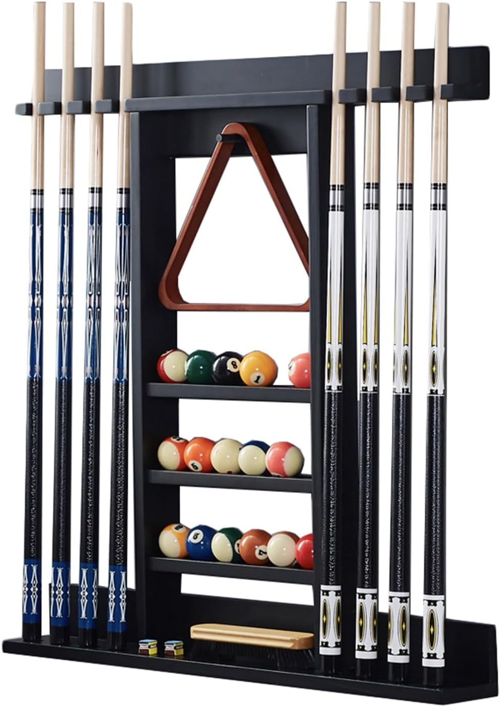 XLTFUC Wall-mounted Pool Cue Rack,Pool Cue Storage Rack,Fishing Rod Storage Rack,Holds 8 Cue,for Billiard Room Game Room Club Pool Table Accessories(Black)